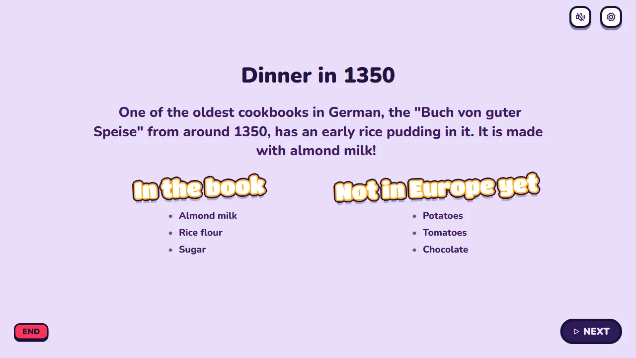 The host screen showing an info slide that explains the last question.