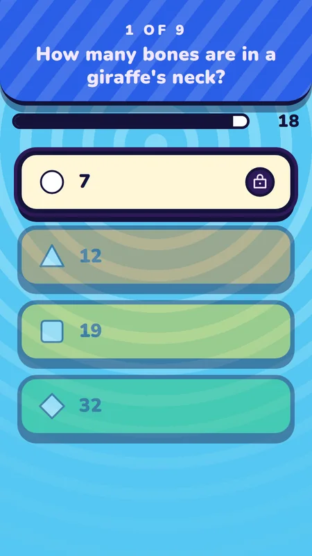 A player's phone during the same question, with their answer locked in.