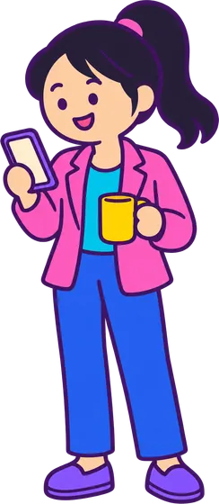 A colleague with a coffee, answering on their phone.