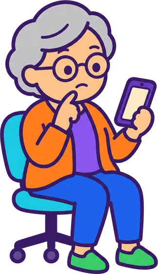 A colleague on an office chair, thinking over their phone.