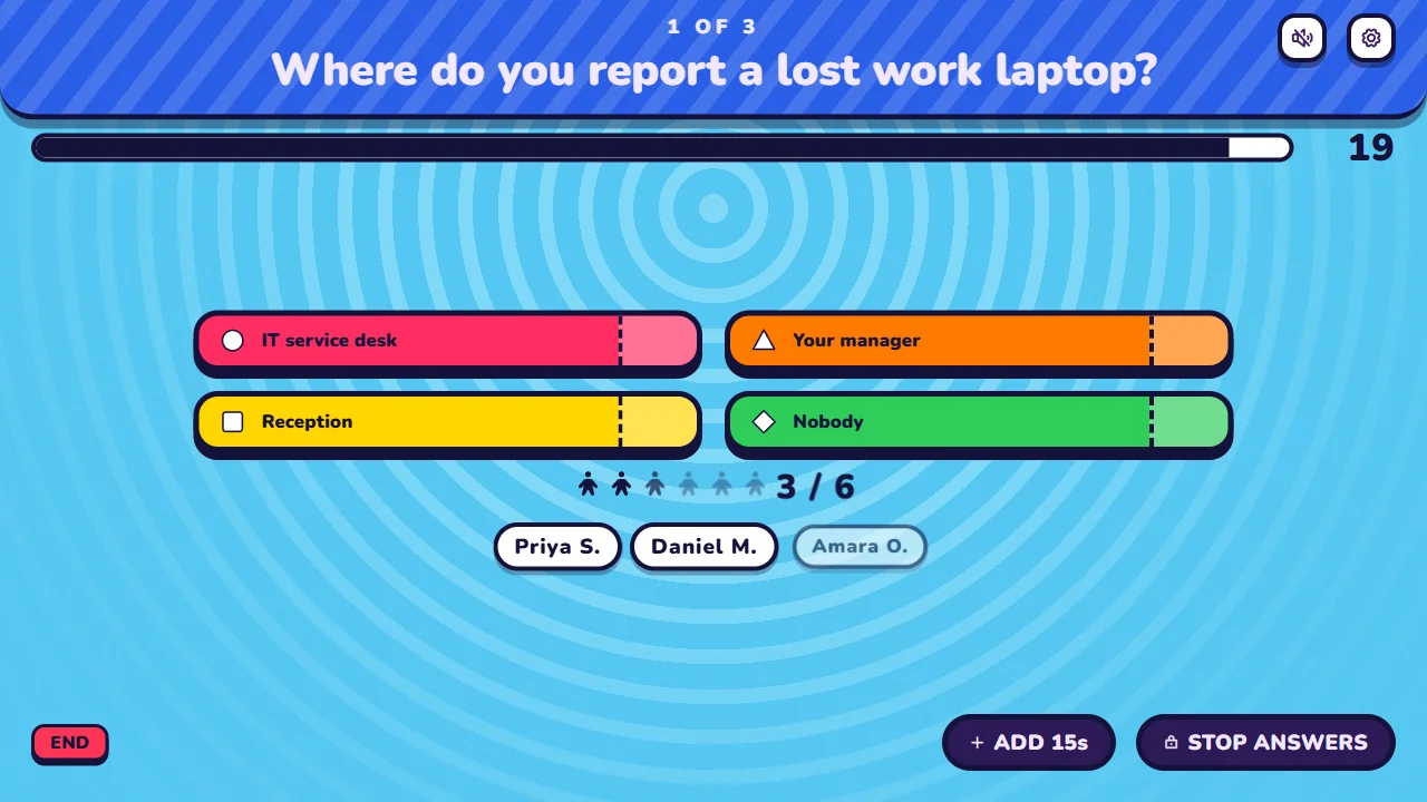 A question about work on the host screen, in the Party theme.